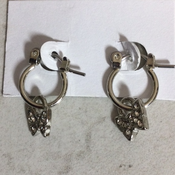 NWT silver hoops with butterfly, smiley face and pink heart drops - Picture 2 of 5